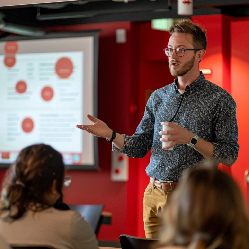un chercheur presentant les resultats d une etude de recherche sur les utilisateurs
